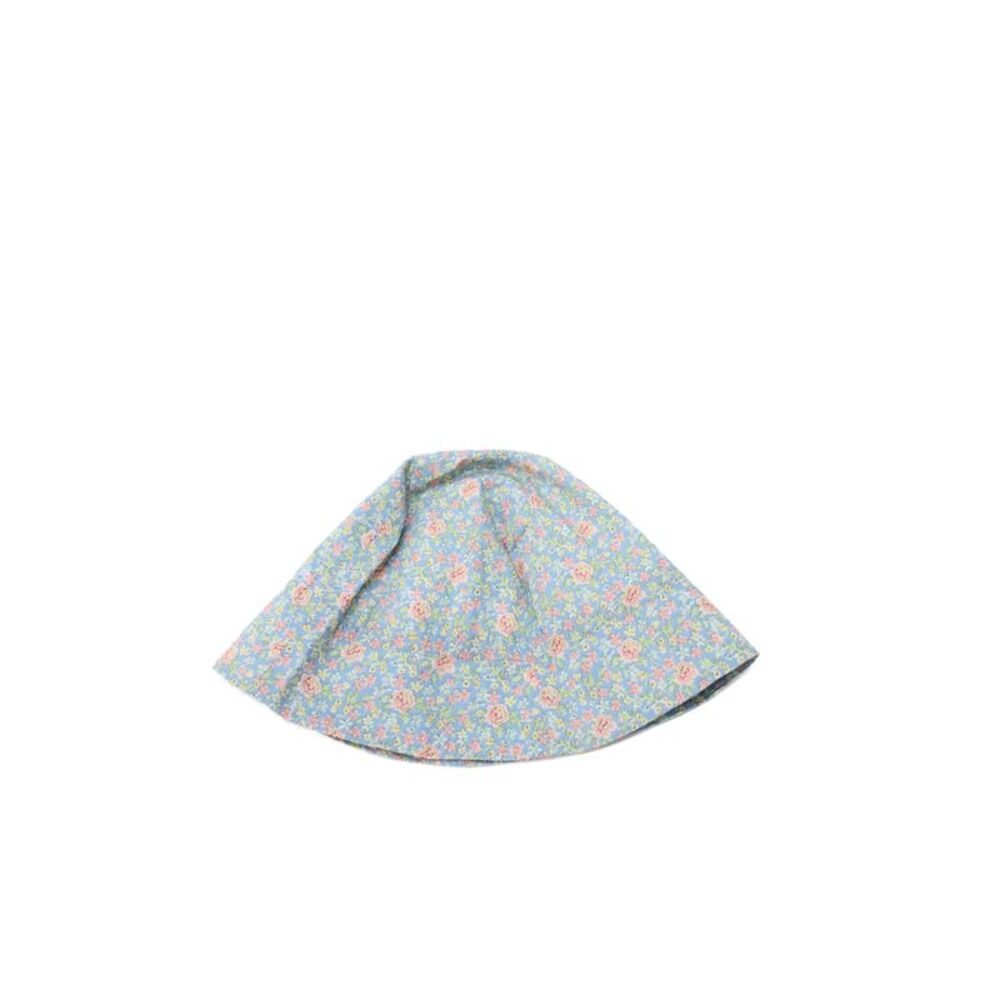 Bonpoint Girls Floral Printed Bow Detail Cotton Bucket Hat Blue Size 2 Months - Picture 2 of 4